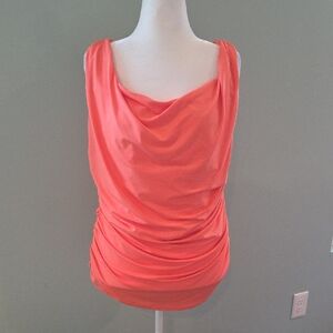Bianca Nyguard Coral Sleeveless Rusched Draped Top Women's Large